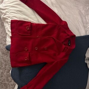 Chic Red Double-Breasted Jacket